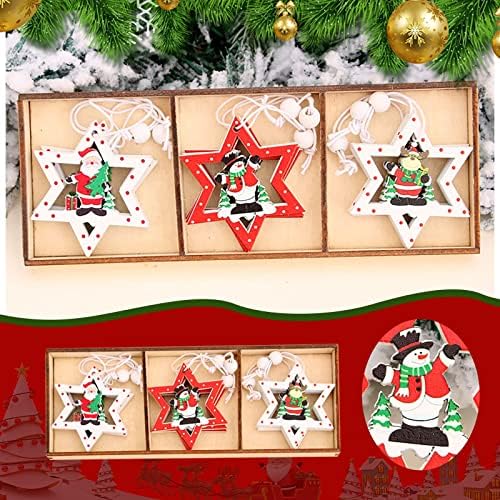 Božićni ukrasi Kreativnost Mini DIY božićna privjesak Božićno drvce izdubljeno izdubljeno sitni privjesak poklon drvenim perlama Garland