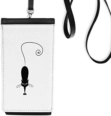 Black Cat ljubimac Ljubav životinja Art Outline Telefon novčanik torbica Viseće mobilne torbice Crni džep