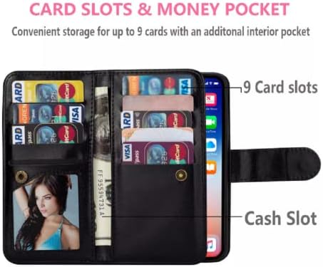 Tahamus Folio odvojiva magnetna Flip kožna torbica za novčanik koja nosi utore za držač kartica za narukvicu kompatibilni sa iPhoneom 13 Pro Max