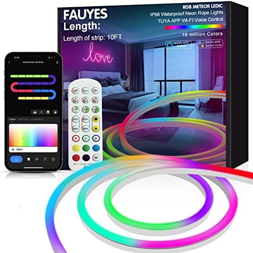 Fauyes Neonske konopske svjetla, 10,49ft RGBMeteor LEDIC, vodootporan IP67 DIY dizajn, muzički sinkronizacija, 24Key Remote, kontrola