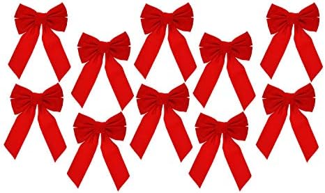 Proslavite praznični crveni baršunasti božićni vijenac, set od 10 - dimenzije 9 w x 13 l - odličan za božićni vijenac, velike poklone