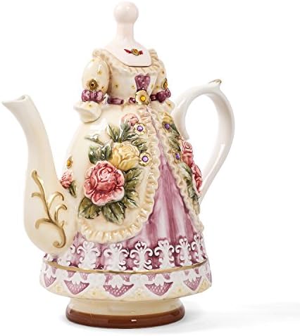 FORLONG veliki keramički čajnik i lonac za kafu sa poklopcem, 3d reljefni cvjetovi ruže Victoria dekorativne vaze