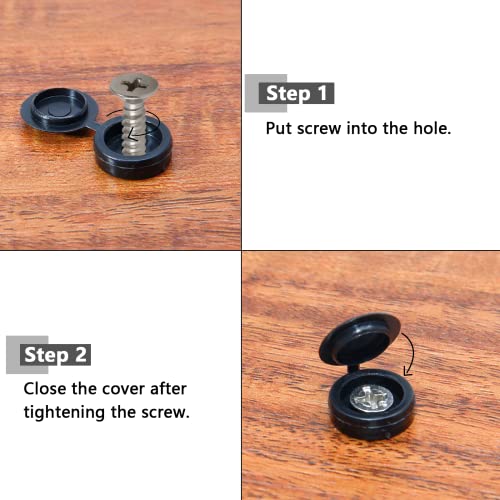 Litoexpe 200 komada plastične poklopce sa šarkama, Crne 4mm ID sklopive poklopce sa navojem preklopne poklopce za pranje Flip Tops