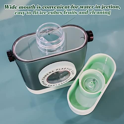 Moolamps kawaii boca vode, retro kamera boca sa slamom i 2D naljepnicama i 3D naljepnicama BPA plastična slatka odrasla osoba sa 450ml