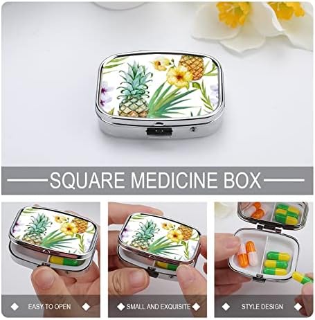 Kutija za pilule cvijet ananasa kvadratnog oblika futrola za tablete za lijekove prenosiva kutija za vitaminske posude Organizator pilula držač za pilule sa 3 pretinca