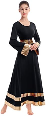 Ibakom Ženski tunik dugih rukava obožavaju pohvalu liturgijskog punog plesnog haljinog baleta kostim sa trakom
