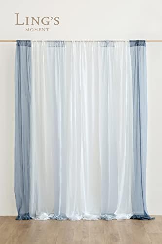 Ling's Moment zavjese u pozadini trake 50% Transparentnost 10ft x 10ft šifon poput tkanine za vjenčani luk Baby Shower svadbeni tuš ceremonija prijema dekoracija-prašnjava plava & amp – tamnoplava