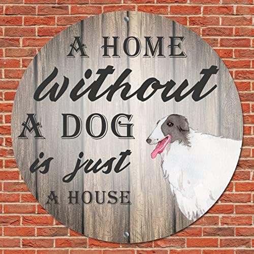 Smiješni okrugli metalni potpisuju dom bez psa nalazi se samo kuća ukrasni vijenac potpisuje kućni ljubimac Dog Wellow Wof Wall Wall