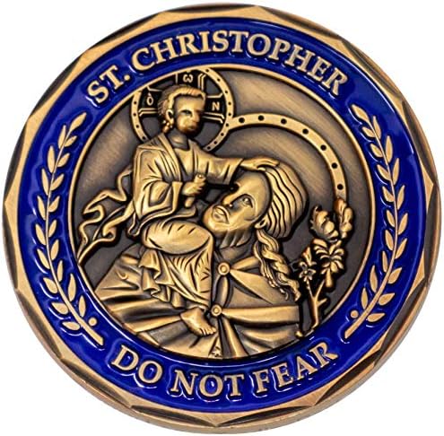Saint Christopher, ne plašite se, zaštitni katolički izazov novčić. Ne bojte se, nemojte se dizati za ja sam tvoj Bog, ojačat ću te