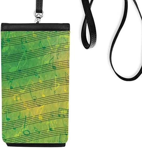 Višestruki muzički 5-le osoblje Zeleni telefon novčanik torbica pametni telefon viseći lažno kože crno
