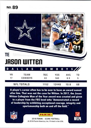 2018 Ocjena 89 Jason Witten Dallas Cowboys Football Card