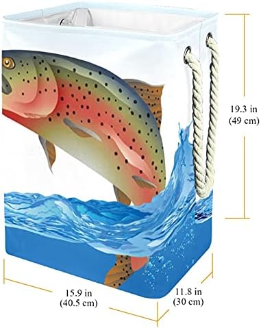 NDKMEHFOJ Rainbow Trout Jumping korpe za veš vodootporni sortir za prljavu odeću sklopiva mekana ručka šarena za kućne odvojive nosače