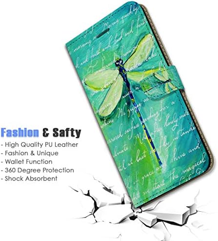 za iPhone 14 Plus, dizajniran poklopac futrole za telefon sa preklopnim novčanikom, A4215 Green Dragonfly 4215