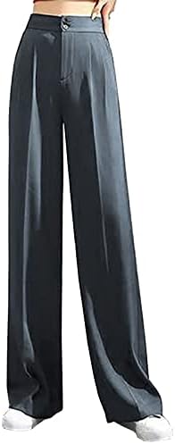 LMSXCT haljine za žene rastezljive pantalone sa ravnim nogama visokog struka labave udobne Casual poslovne radne pantalone sa džepovima