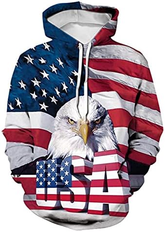 OQC Unisex USA Američka zastava Štampaj 4. jula Patriotični džepovi s dugim rukavima Slim pulover dukserice