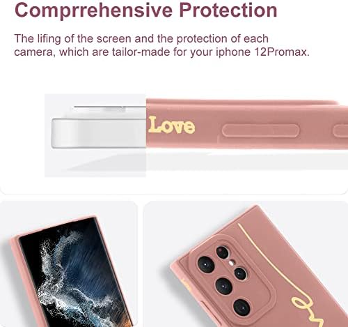 Mowime za Samsung Galaxy S22 ultra, povučena slatka ploča Ljubavna slova Grafika sa kamerama protiv pada sočiva za zaštitu poklopca