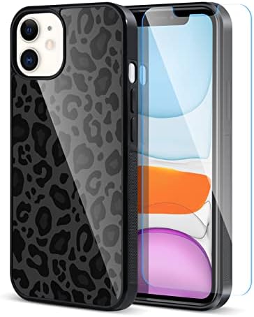 Teavght kompatibilan sa iPhone 11 futrolom 6,1 inčni, slatki uzorak crni leopard + zaštitni ekran guma otporan na udarce, dizajniran