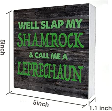 Dnevna kutija sv. Patrick potpisao je kućni dekor rustikalni dan Patrickov dan Shamrock drvena kutija za blok blok za blok za zidno