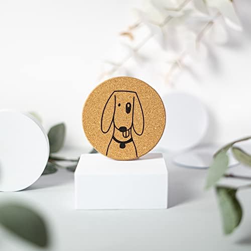 Štenad Cork Cork Priaderi - sa kutijom, poklon za ljubitelje psa, okrugli, 6 komada set, ekološki prihvatljiv podstanak sa slatkim