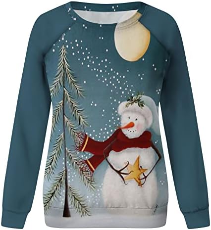 Xiaojmake ženski snjegović božićne duksere smiješni jeleer gnomes crewneck xmas odmor dugih rukava pulover vrhove