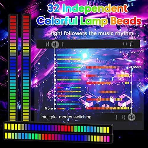 YUZGCZ RGB Punjivo kontrolno svjetlo zvuka,glasovno aktivirana muzička ritam svjetla za preuzimanje, kreativno šareno LED ambijentalno