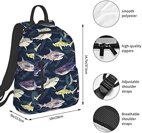 Euounmsu elegantna ruksačka torbica za djevojke, ručno izvučeno morski pas kita morski linijski povremeni personalizirana torba za