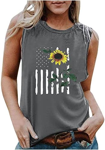 Smiješni 4 srpnja tenkovi za žene Američka zastava T majica Summer bez rukava Patriotic Teers Grafičke majice