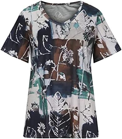Ženska majica Jesen Ljeto Kratki rukav odjeća Pamuk V izrez Grafička casual bluza majica za djevojke 1o 1o