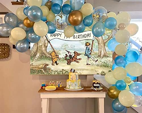 Winnie Backdrop Happy 1 st rođendan fotografija pozadina Pooh Baby tuš dekoracije 57 x 37 inčni Banner za djecu prvi rođendan potrepštine