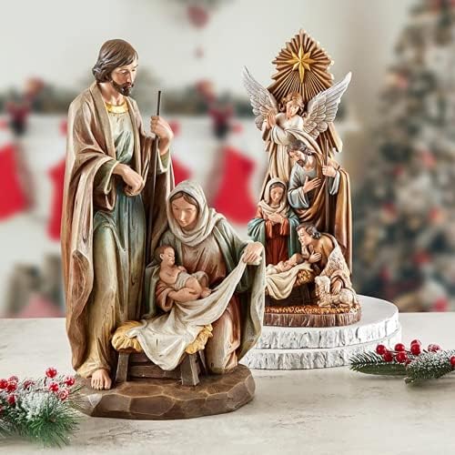 Automska porodična kip Katolička stočna ukrasa za kući, Mary Joseph i baby Isus figurice religijski božićni dekor, 17 inča