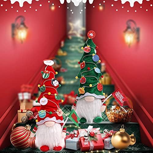 Kepnilo božićni blistavi gnomi set od 2, 17 inčni gnome božićni ukrasi kućni dekor poklon gnomi sa LED svjetlima