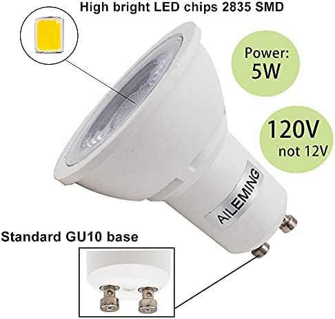 AILEMING GU10 5W AC 110V 120V visoka Svjetlina veliki kapacitet LED sijalice koje se ne mogu zatamniti 50W Halogen ekvivalent za osvjetljenje