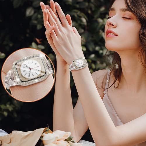 WiPalor kompatibilan sa Apple Watch Band Series 8 7 41mm + Bling futrola, lagana za žene, jednostavna podesiva narukvica, sjajni dijamant