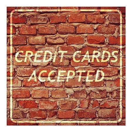 CGSignLab | Kreditne kartice prihvaćene - uzgoj od opeke Clear Window Cling | 16 x16