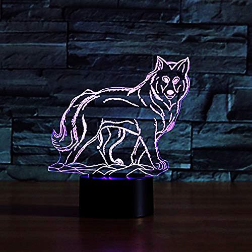 3D Wolf noćno svjetlo životinjski dodirni prekidač dekor stol optičke Iluzijske lampe 7 svjetla za promjenu boje LED stolna lampa