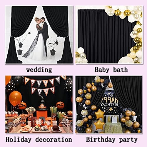 Crno-pozadinska zavjesa bez bora za zabave - Premium photo zavjese za tuševe za bebe, krštenja i dekoracije događaja za rođendanski zabava vjenčana zavjesa 5FT x 10ft, 2 panela