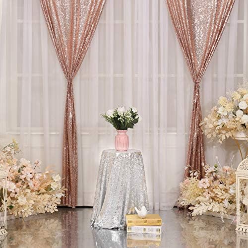 2pcs 2ft x 8ft ružičasto zlatne zavjese, blista, pozadina fotografije, niz XMAS zahvalnosti Backdrop za vjenčani dekor za odmor