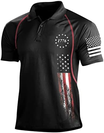 Muški retro polo u boji blok elastične vanjske sportske mišić Amerika zastava za ispis majica kratkih rukava