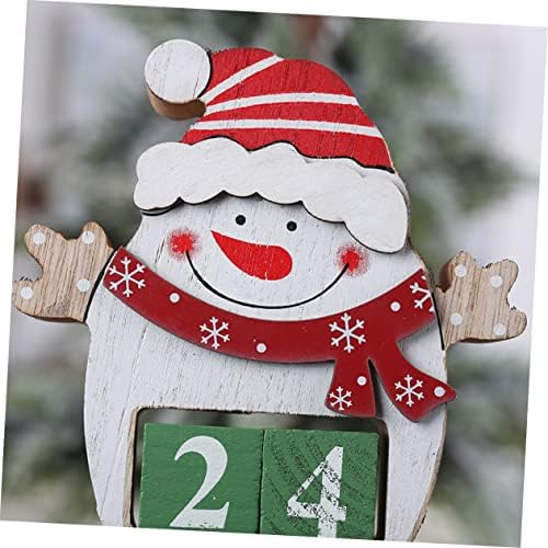 BESPORTBLE 2pcs drveni odbrojavanje kalendar Božić stolna ploča kalendar Božić snjegović ukrasi desktop Decor rođenje Decor Woodsy