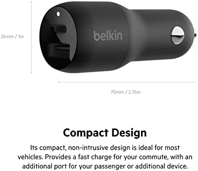 Belkin 37 W USB C zidni Punjač-Isporuka snage 25W USB C Port + 12W USB A Port & 37 W Dual USB Car Charger-Isporuka snage 25W USB C