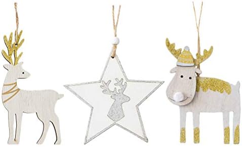 Aboofan 3pcs Božićnog drva Sequin Privjesak Lijepa Elk Star Viseća dekor Party Supplies Party Favorits