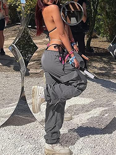 Ženske vrećaste teretne hlače izvlačenje elastičnih struka ruched planinarske pantalone padobranske pantalone za žene hipi lounge pant