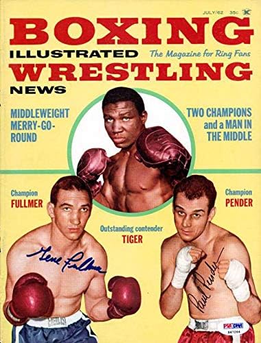 Gene Fullmer & Paul Pender Autographed Boxing Illustrated Magazine Cover PSA/DNK S47264 - autographed Boxing Magazines