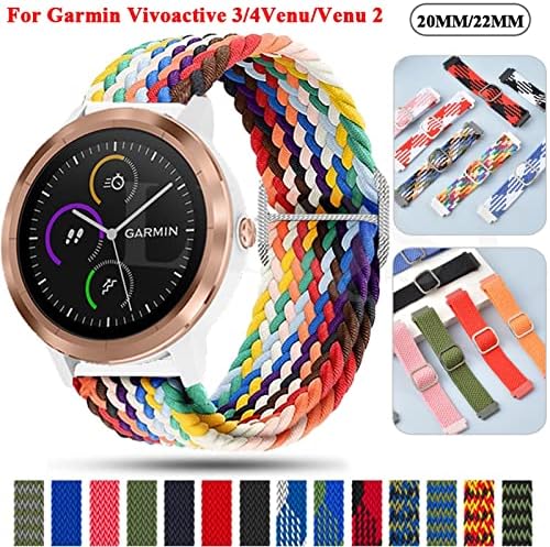 IENYU SMART WATWERD za Garmin Vivoactive 3/4 Venu 2 / Forerunner 645 245 158 745 Pleteni remen Vivomove HR 20 22mm Dodatna oprema