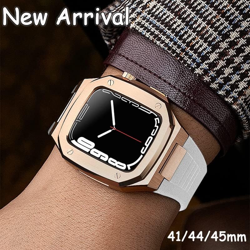 Maalya gumeni remen za Apple Watch Band 6 SE 5 4 44mm luksuzni modifikacijski komplet za iWatch 8 7 41mm 45mm plemeniti metalni metalni bezel silikonski bend