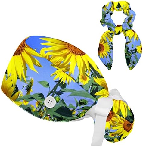 Podesiva radna kapija Suncokret Ljetni cvijet Bouffat šešir sa gumbima piling šeširom sa lukom