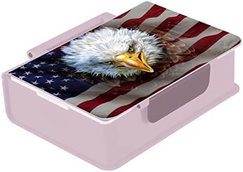 Alaza North American Bald Eagle na američkoj zastavi Bento ručak Box BPA-Besplatni spremnici za propuštanje bez vrha W / vilica i