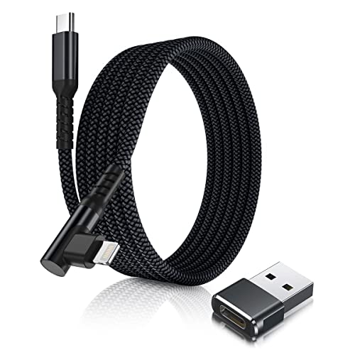 Basesailor USB C kabl za punjenje munje pod pravim uglom 6.6 ft sa USB adapterom, Apple MFi sertifikovan 90 stepeni tip C PD kabl