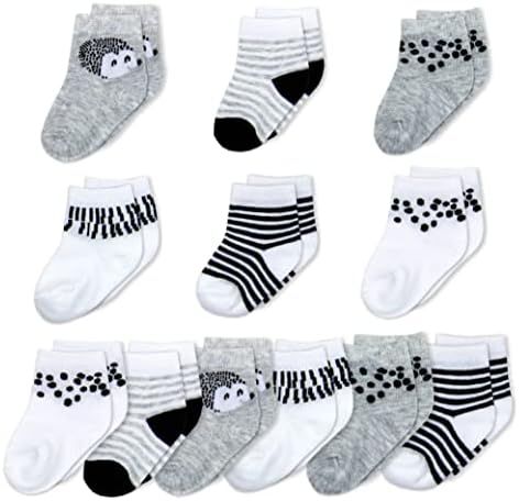 Majčin izbor dječjih čarapa 0-6 mjeseci, pamučne bogate dojenčad, meke i ugodne novorođene čarape, uniseks čarape, 12 pari