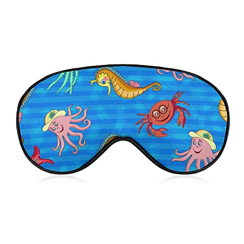 Seahorse Sea Životinje Svjetski uzorak Sleep Maske za spavanje za oči Zamračenjem s podesivim noći elastične kaiševe za žene Muškarci